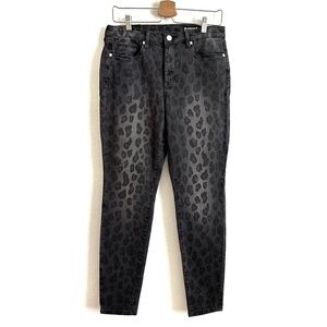 Blank NYC Black Mid-Rise Skinny Cotton Blend Leopard Print Jeans Size 29